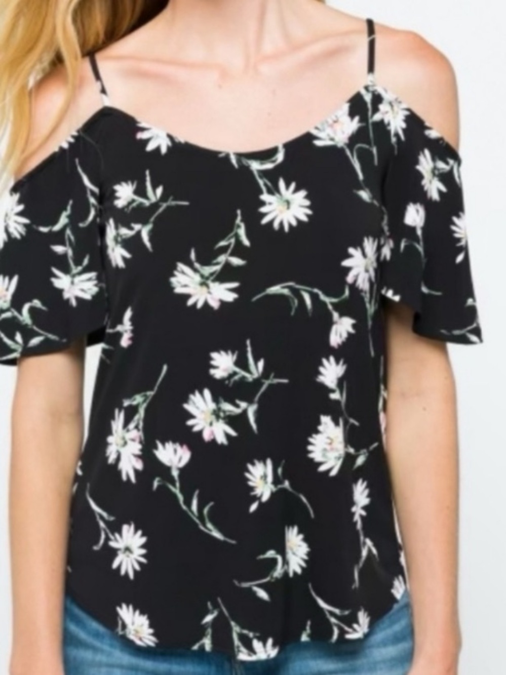 New Stitchfix Kaileigh Valette Back Detail Cold Shoulder Floral Knit Top XL